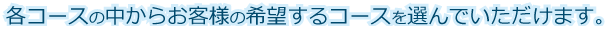 各コースの中からお客様の希望するコースを選んでいただけます。